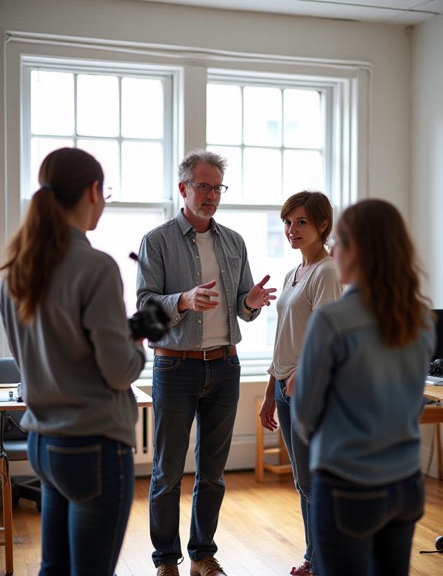 Instructor showing gear handling to students